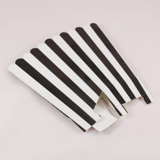 Siyah Çizgili Popcorn Kovası 8 Adet Parti Malzemeleri