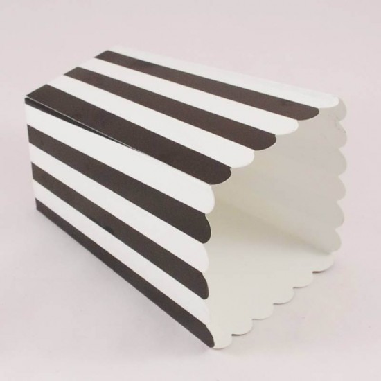 Siyah Çizgili Popcorn Kovası 8 Adet Parti Malzemeleri