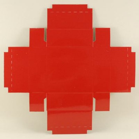 Kırmızı Renk Asetat Kapaklı Karton Kutu 8x8x3 Cm
