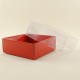 Kırmızı Renk Asetat Kapaklı Karton Kutu 8x8x3 Cm