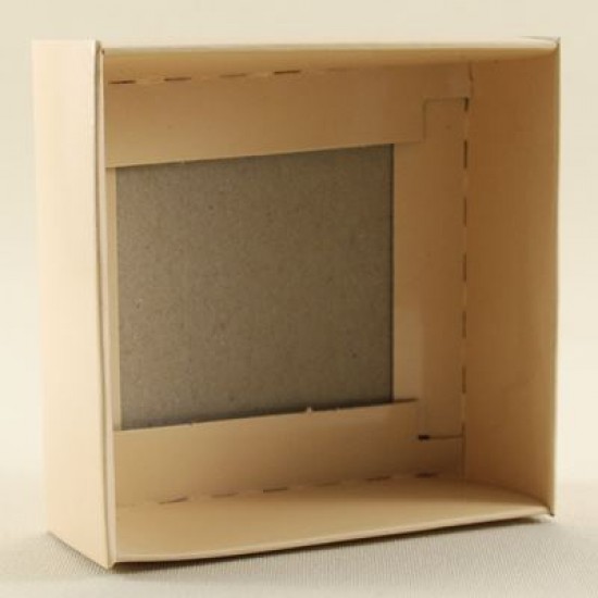 Krem Rengi Asetat Kapaklı Karton Kutu 8x8x3 Cm