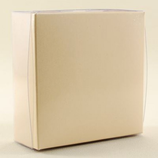 Krem Rengi Asetat Kapaklı Karton Kutu 8x8x3 Cm