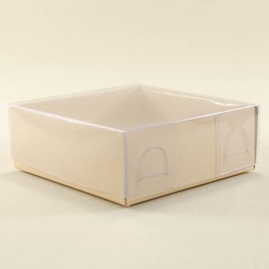 Krem Rengi Asetat Kapaklı Karton Kutu 8x8x3 Cm