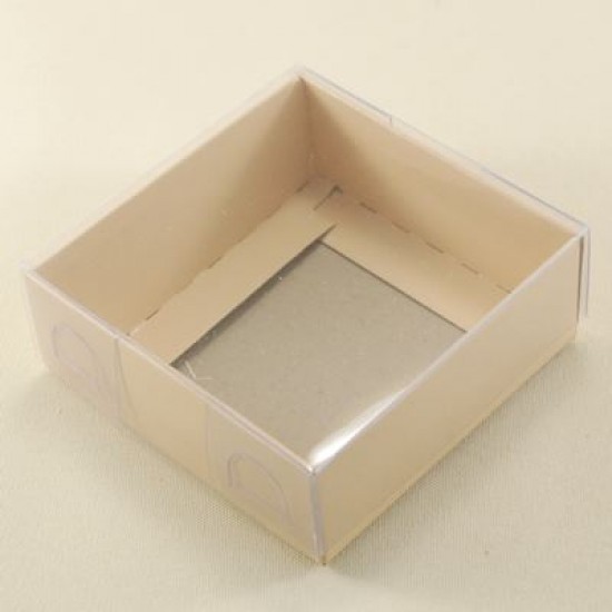 Krem Rengi Asetat Kapaklı Karton Kutu 8x8x3 Cm