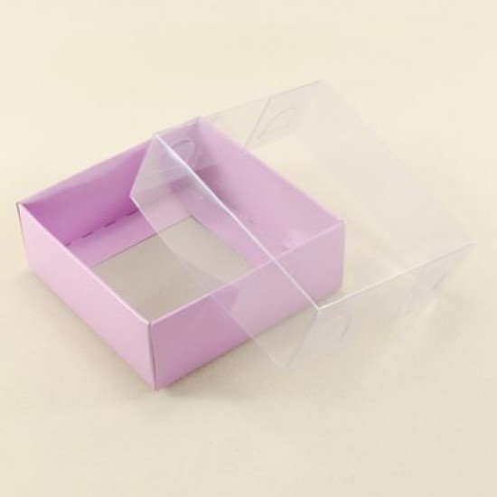 Lila Renk Asetat Kapaklı Karton Kutu 8x8x3 Cm