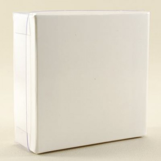 Beyaz Renk Asetat Kapaklı Kutu 8x8x3 Cm 10 adet