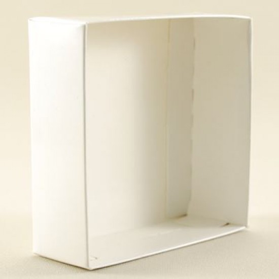 Beyaz Renk Asetat Kapaklı Kutu 8x8x3 Cm 10 adet