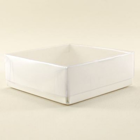 Beyaz Renk Asetat Kapaklı Kutu 8x8x3 Cm 10 adet