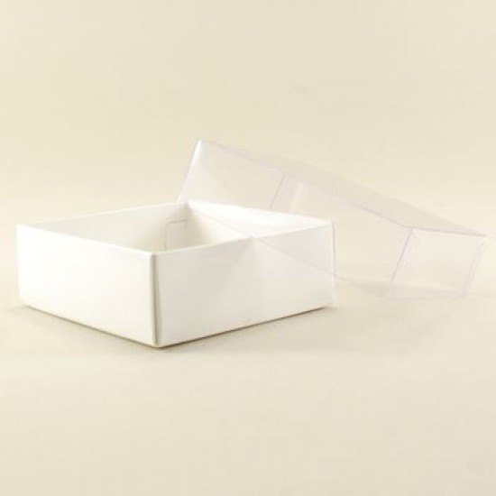 Beyaz Renk Asetat Kapaklı Kutu 8x8x3 Cm 10 adet