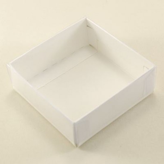 Beyaz Renk Asetat Kapaklı Kutu 8x8x3 Cm 10 adet