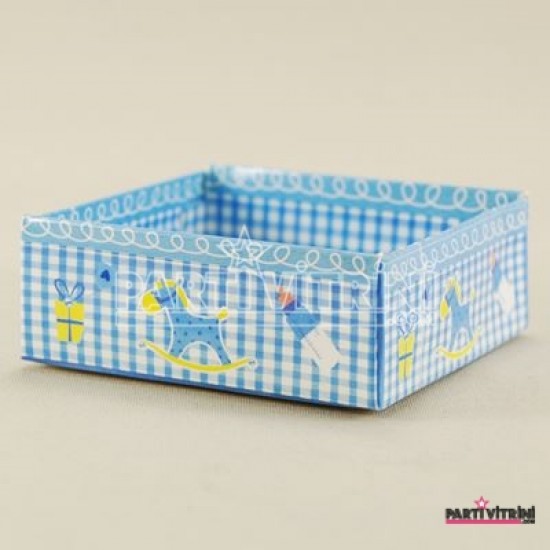 Erkek Bebek Baby Shower Asetat Kapaklı Kutu 8x8x3 Cm