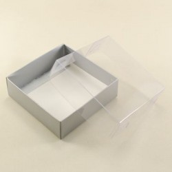 Gri Renk Asetat Kapaklı Kutu 9x9x3 Cm