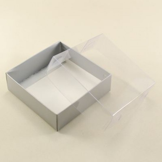 Gri Renk Asetat Kapaklı Kutu 9x9x3 Cm