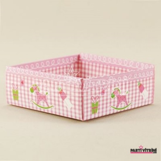 Kız Bebek Baby Shower Asetat Kapaklı Kutu 8x8x3 Cm