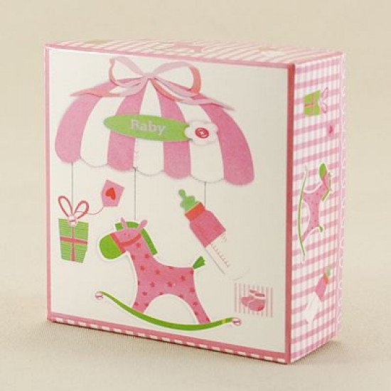 Kız Bebek Baby Shower Asetat Kapaklı Kutu 8x8x3 Cm