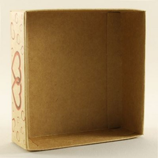 Kraft (Doğal) İçiçe Kalpli Asetat Kapaklı Kutu 8x8x3 Cm