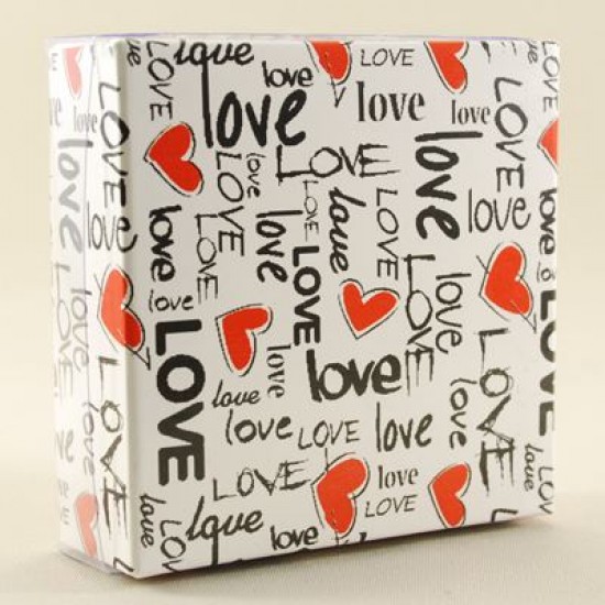 Love Popart Desenli Asetat Kapaklı Kutu 9x9x3 Cm