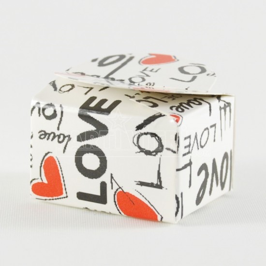 Love Popart Desenli Karton Lokum Kutusu 4x3x2.5 Cm