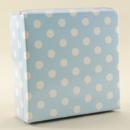 Mavi Puantiyeli Asetat Kapaklı Kutu 8x8x3 Cm