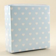 Mavi Üzerine Kalp Puantiyeli Asetat Kapaklı Kutu 9x9x3 Cm