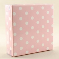 Pembe Puantiyeli Asetat Kapaklı Kutu 9x9x3 Cm