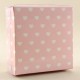 Pembe Üzerine Kalp Puantiyeli Asetat Kapaklı Kutu 8x8x3 Cm