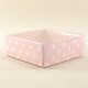 Pembe Üzerine Kalp Puantiyeli Asetat Kapaklı Kutu 8x8x3 Cm