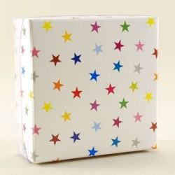 Renkli Yıldız Puantiyeli Asetat Kapaklı Kutu 8x8x3 Cm