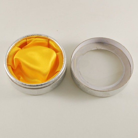 Asetat Pencere Kapaklı Gümüş Renk Yuvarlak Kutu 8 cm