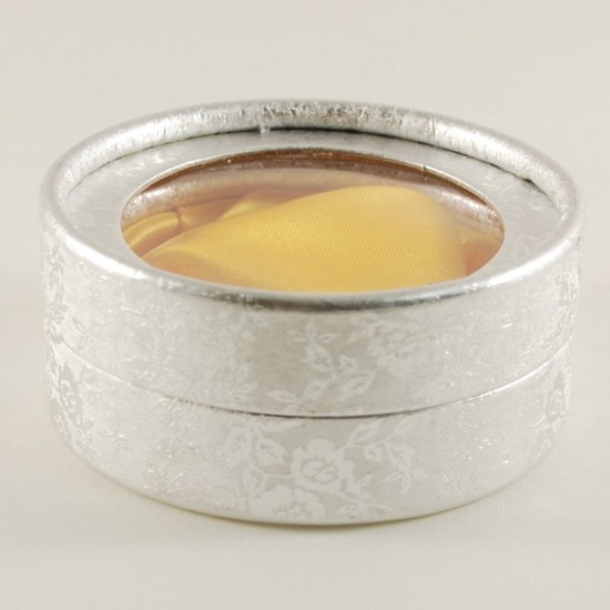 Asetat Pencere Kapaklı Gümüş Renk Yuvarlak Kutu 8 cm