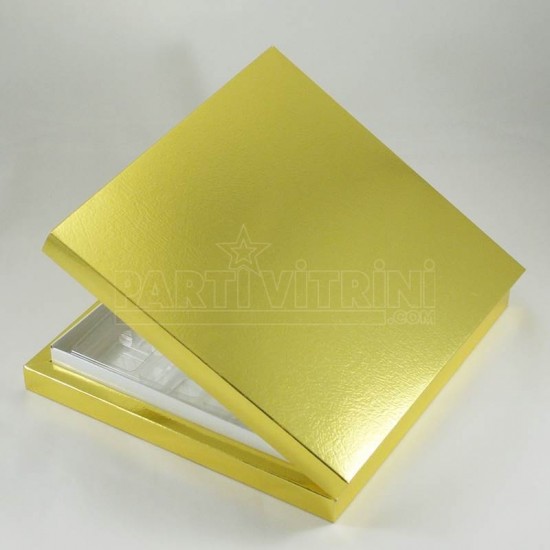 16 Bölmeli Madlen Çikolata Kutusu Gold (altın) Renkli
