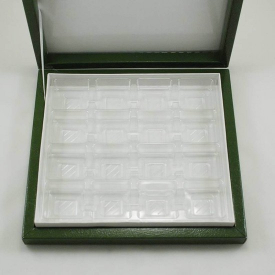 16 Bölmeli Madlen Çikolata Kutusu Yeşil Renkli