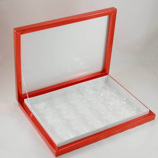 24 Bölmeli Madlen Çikolata Kutusu Kırmızı Renkli