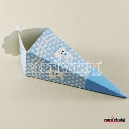 Mevlüt Külahı Mavi Puantiyeli Diş Resimli 11x4 cm 10 Adet