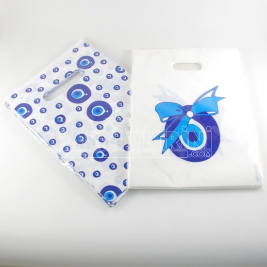 Nazar Boncuklu El Geçirmeli Sedef Poşet 17X25 Cm 100 Adet
