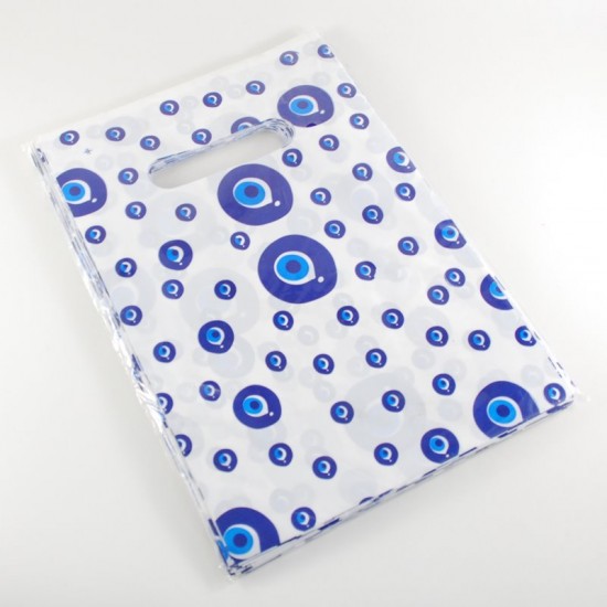 Nazar Boncuklu El Geçirmeli Sedef Poşet 17X25 Cm 100 Adet
