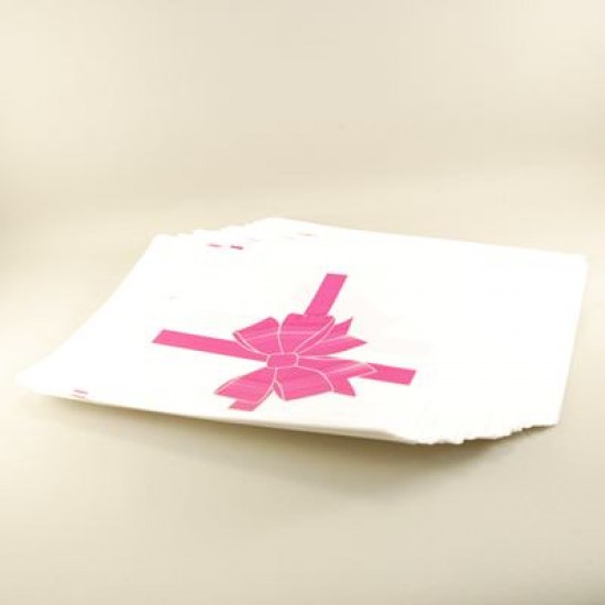 Pembe Fiyonk Figürlü El Geçirmeli Sedef Poşet 17X24.5 Cm 100 Adet