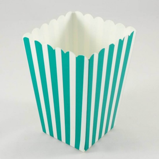 Yeşil Çizgili Popcorn Kovası 12 Adet Parti Malzemeleri