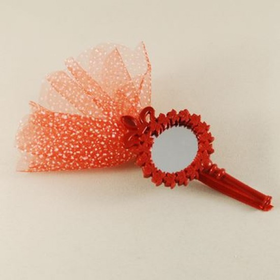 Kırmızı Renk Aynalı Ve Tüllü Kına Paketi 24 Adet