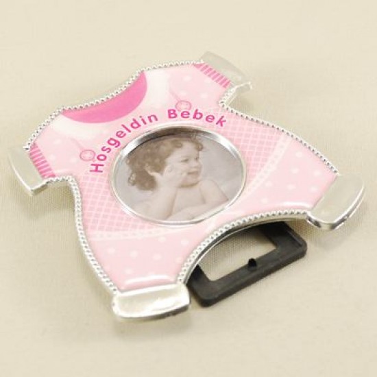 Bebek Tulumu Şeklinde Magnetli Pembe Fotoğraf Çerçevesi