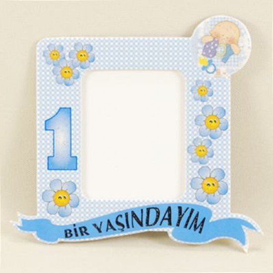 1 Yaşındayım Mavi Magnetli Fotoğraf Çerçevesi