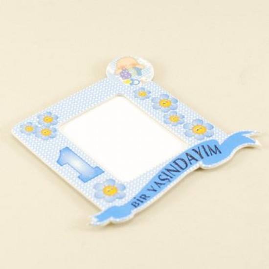 1 Yaşındayım Mavi Magnetli Fotoğraf Çerçevesi