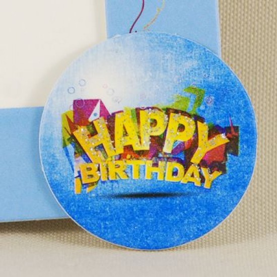 Happy Birthday Mavi Balonlu Ve Simli Magnetli Fotoğraf Çerçevesi