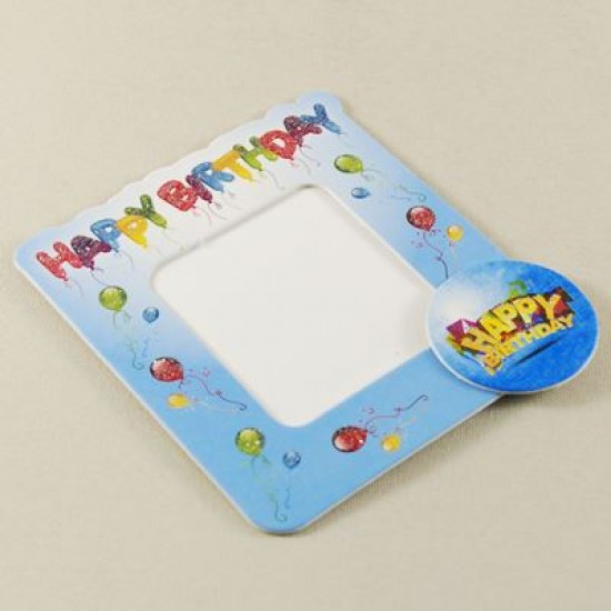 Happy Birthday Mavi Balonlu Ve Simli Magnetli Fotoğraf Çerçevesi
