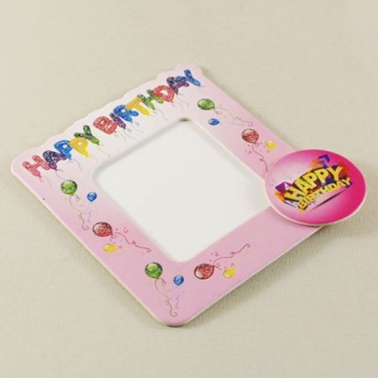 Happy Birthday Pembe Balonlu Ve Simli Magnetli Fotoğraf Çerçevesi