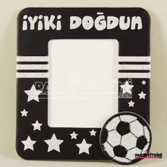 İyiki Doğdun Siyah Beyaz Taraftar Simli Magnetli Fotoğraf Çerçevesi