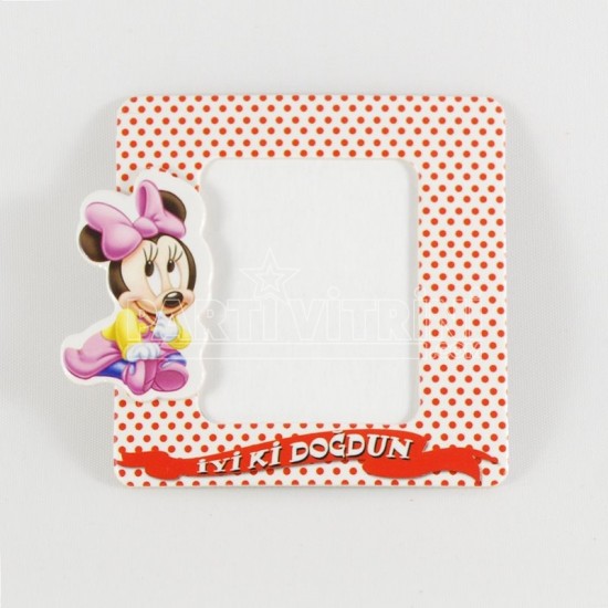İyiki Doğdun Bebek Minnie Mouse Magnetli Fotoğraf Çerçevesi