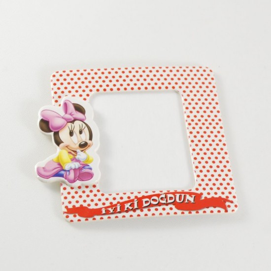 İyiki Doğdun Bebek Minnie Mouse Magnetli Fotoğraf Çerçevesi