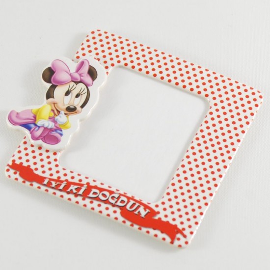 İyiki Doğdun Bebek Minnie Mouse Magnetli Fotoğraf Çerçevesi