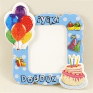 İyiki Doğdun Mavi Magnetli Fotoğraf Çerçevesi